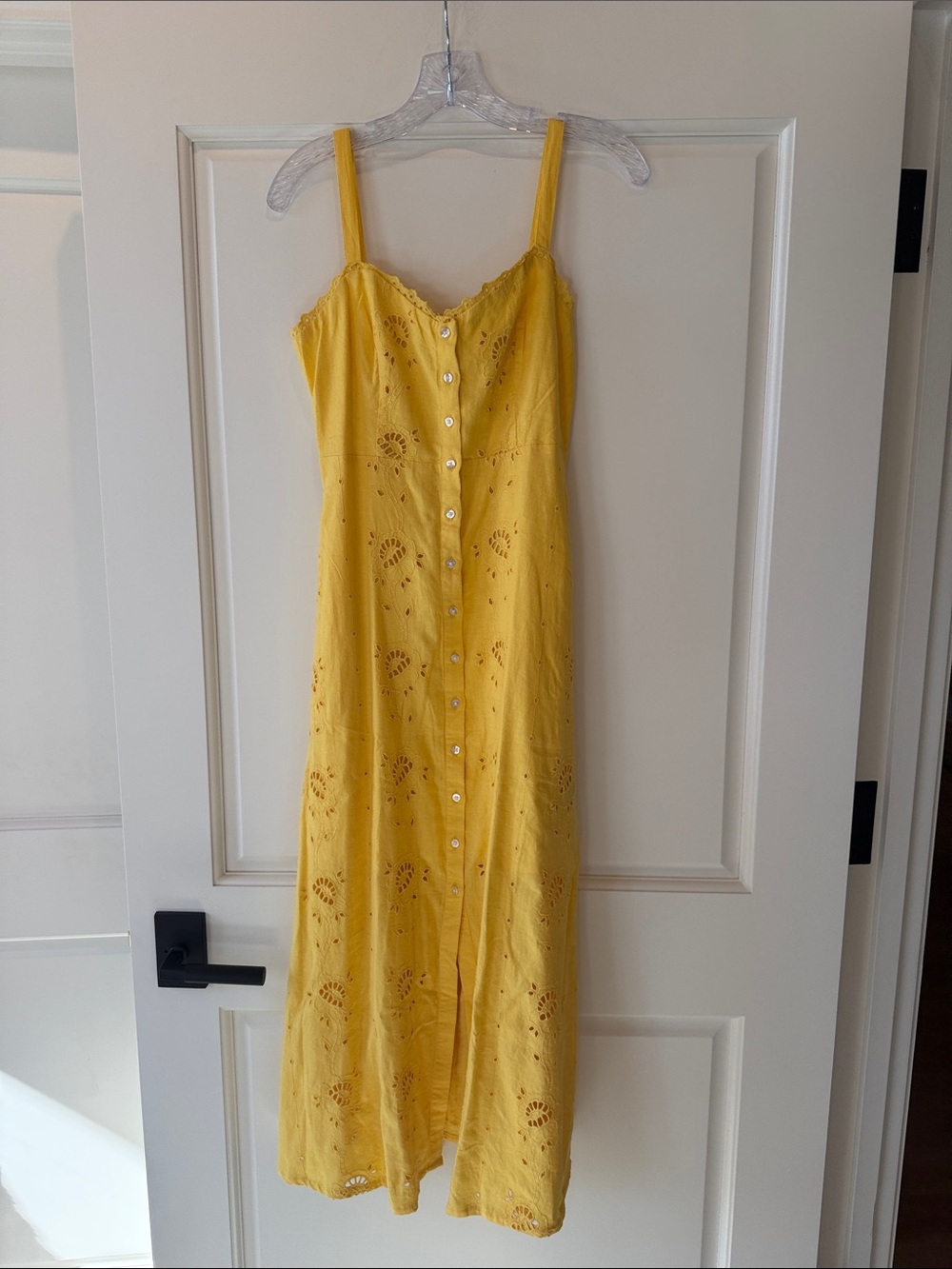 NWT GAP Yellow Eyelet Button-Front Midi Dress - XS